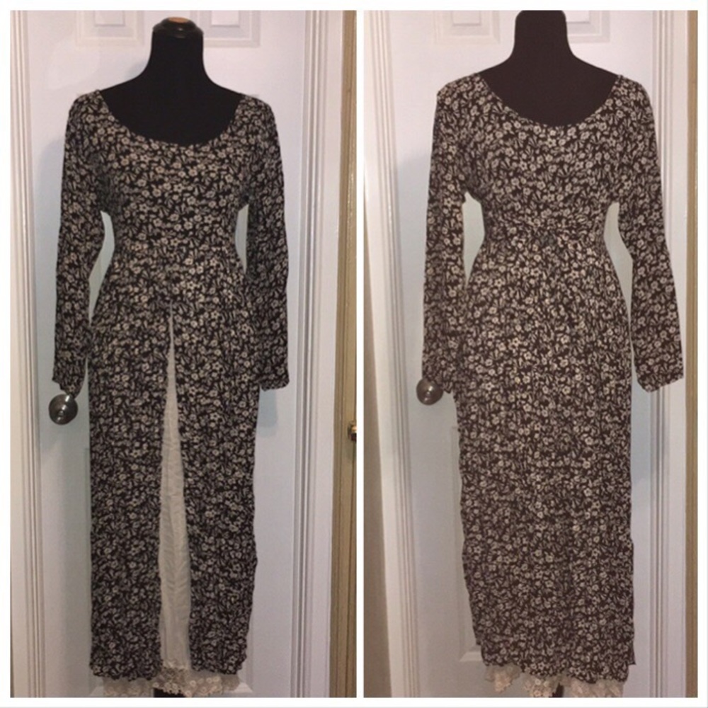 🍂🍁 Fall Free People Inspired VTG 90s Ci Siamo Floral Maxi Dress Sz OSFM